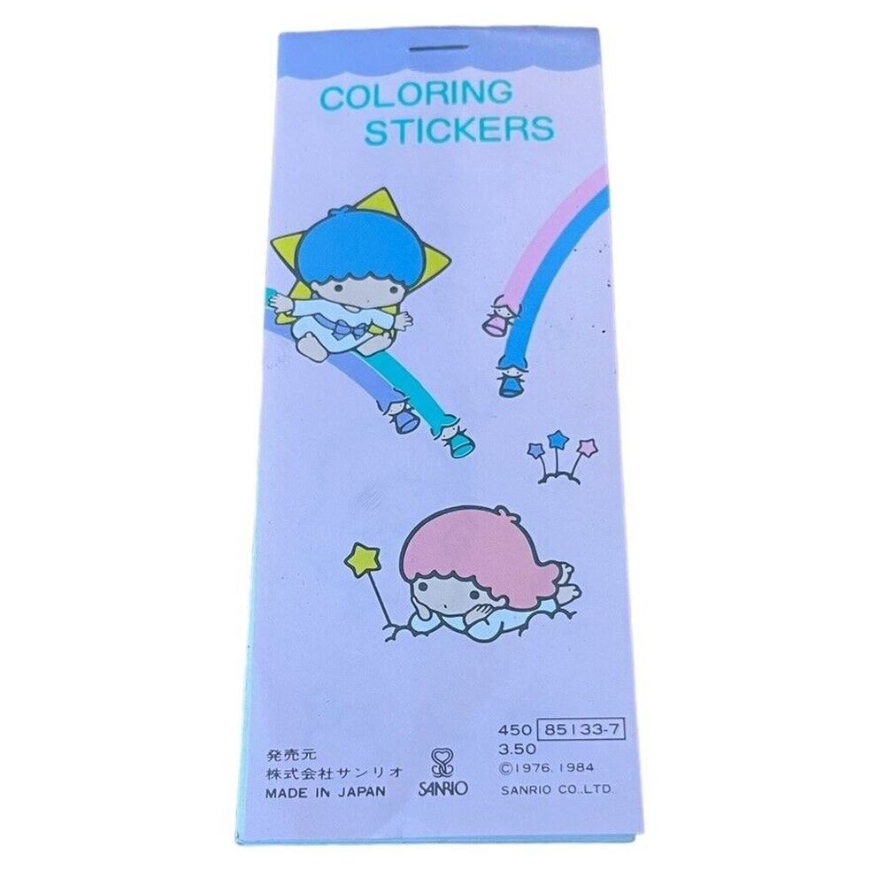 NEW Vintage Little Twin Stars Coloring Stickers Sanrio 5 Pgs You Color 1984 RARE
